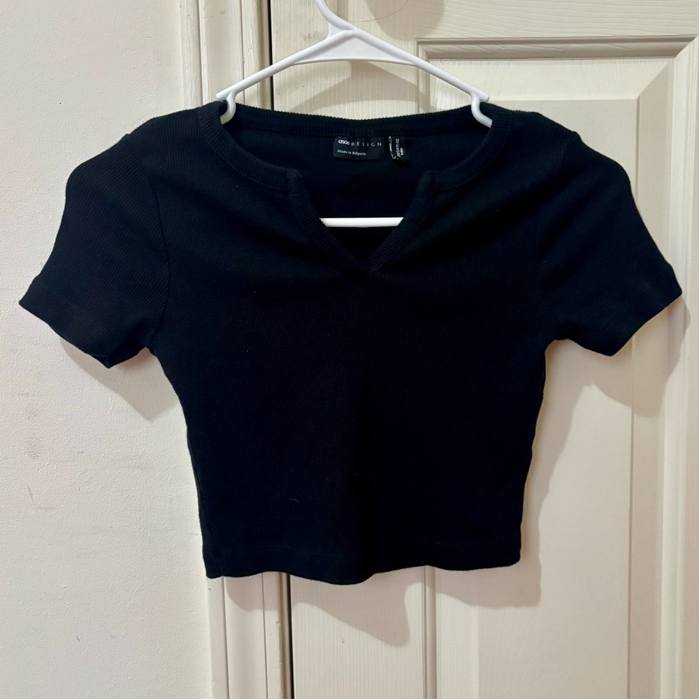 Black ASOS V Neck Crop Top